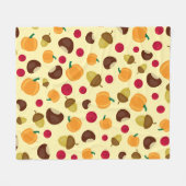 Beige Herfst Pumpkin Berries Chestnut Pattern Fleece Deken (Voorkant (Horizontaal))