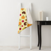 Beige Herfst Pumpkin Berries Chestnut Pattern Sherpa Deken (In situ)