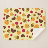 Beige Herfst Pumpkin Berries Chestnut Pattern Sherpa Deken (Voorkant (horizontaal))
