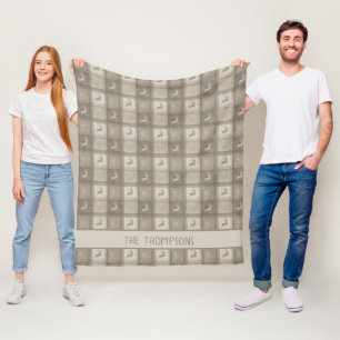 Beige Herten Geruite Naam Kerstmis Fleece Deken