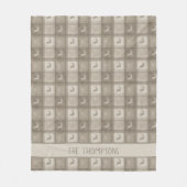 Beige Herten Geruite Naam Kerstmis Fleece Deken (Voorkant)