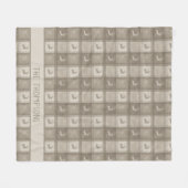 Beige Herten Geruite Naam Kerstmis Fleece Deken (Voorkant (Horizontaal))