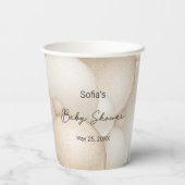 Beige Hete Luchtballon Baby shower Papieren Bekers (Achterkant)