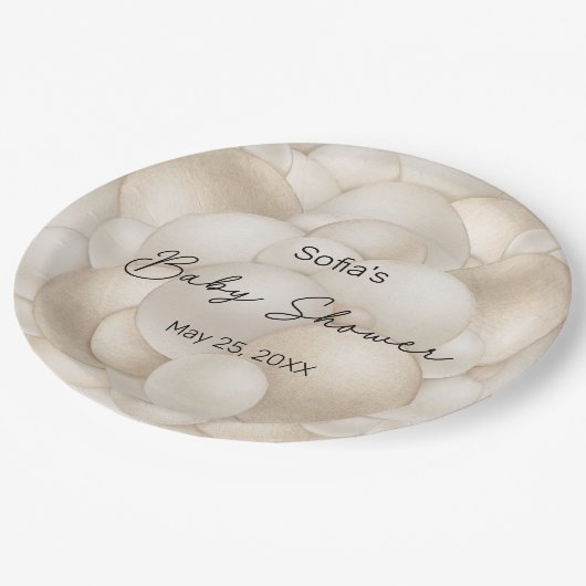 Beige Hete Luchtballon Baby shower Papieren Bordje (Gekanteld)
