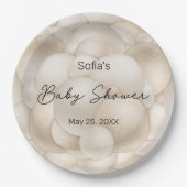 Beige Hete Luchtballon Baby shower Papieren Bordje (Voorkant)