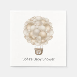 Beige Hete Luchtballon Baby shower Servet
