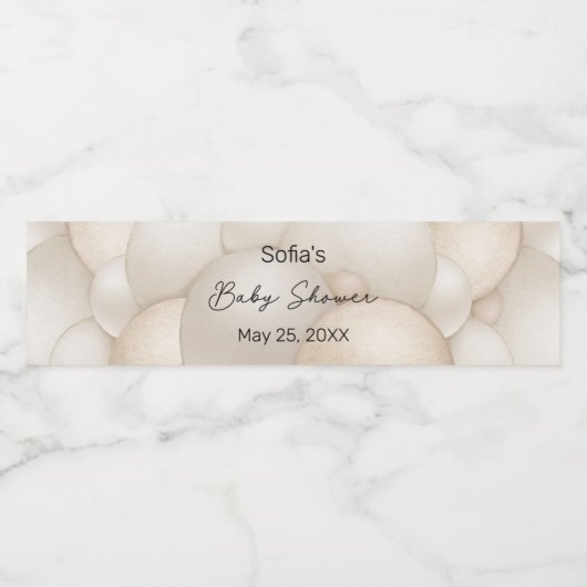 Beige Hete Luchtballon Baby shower Waterfles Etiket (Enkel label)