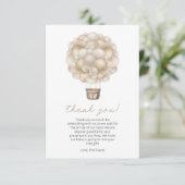 Beige Hete Luchtballon Boho Baby shower Bedankkaart (Staand voorkant)