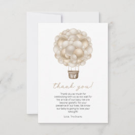 Beige Hete Luchtballon Boho Baby shower Bedankkaart