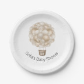 Beige Hete Luchtballon Boho Baby shower Papieren Bordje (Voorkant)