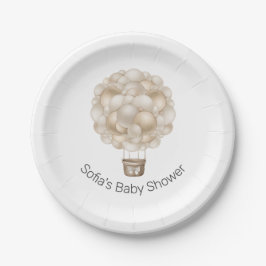 Beige Hete Luchtballon Boho Baby shower Papieren Bordje
