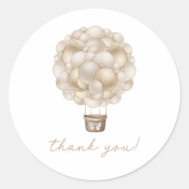 Beige Hete Luchtballon Boho Baby shower Ronde Sticker