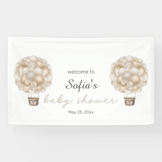 Beige Hete Luchtballon Boho Baby shower Spandoek (Horizontaal)