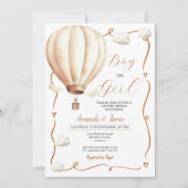 Beige Hete Luchtballon Geslacht Onthullen Ribbon B Kaart (Voorkant)
