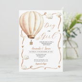 Beige Hete Luchtballon Geslacht Onthullen Ribbon B Kaart (Staand voorkant)