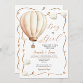 Beige Hete Luchtballon Geslacht Onthullen Ribbon B Kaart (Voorkant / Achterkant)