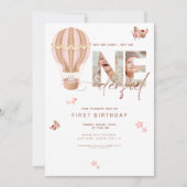 Beige hete luchtballon Onederful 1e verjaardag Kaart (Voorkant)