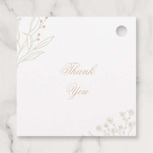 Beige hoek Floral Boho bruiloft Bedankjes Labels (Achterkant)