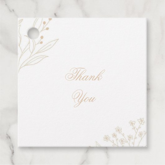 Beige hoek Floral Boho bruiloft Bedankjes Labels (Voorkant)