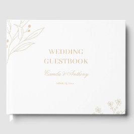 Beige hoek Floral Boho bruiloft Gastenboek