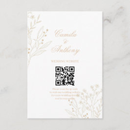 Beige hoek Floral Boho bruiloft Informatiekaartje