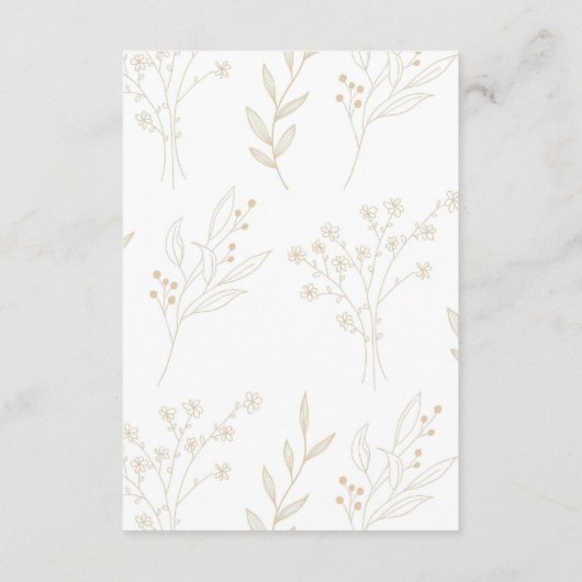 Beige hoek Floral Boho bruiloft Informatiekaartje (Achterkant)