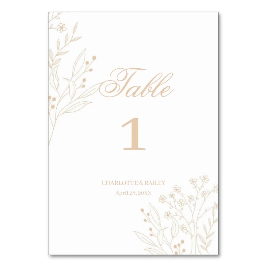 Beige hoek Floral Boho bruiloft Kaart (Voorkant)