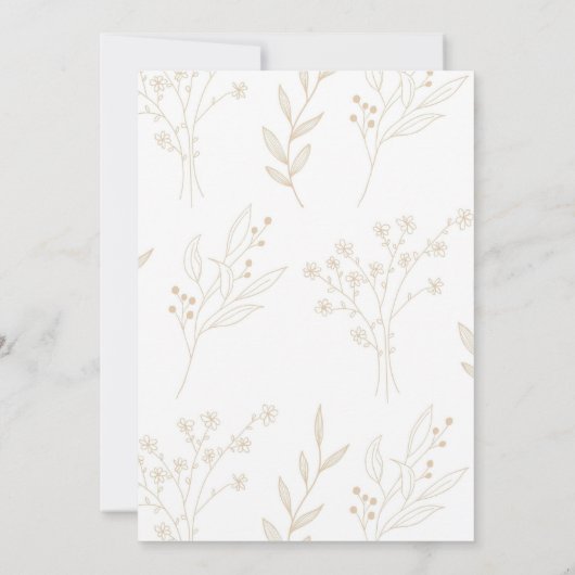 Beige hoek Floral Boho bruiloft Kaart (Achterkant)