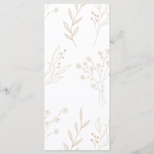 Beige hoek Floral Boho bruiloft Menu (Achterkant)
