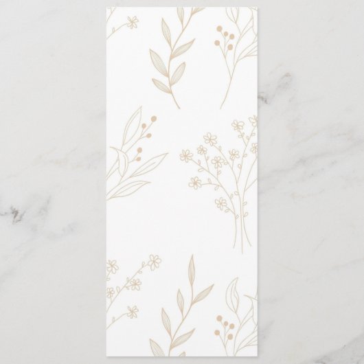 Beige hoek Floral Boho bruiloft Programmakaart (Achterkant)