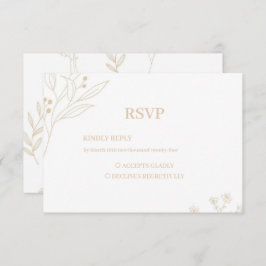 Beige hoek Floral Boho bruiloft RSVP Kaartje