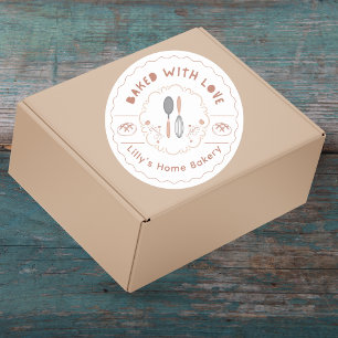 Beige Home Bakery bedrijfssticker Ronde Sticker