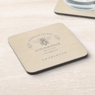 Beige Hommeltje Franse Landelijke Stijl Vintage Ru Bier Onderzetter