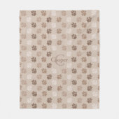 Beige Hondenpoten Met Naam En Monogram Fleece Deken (Voorkant)