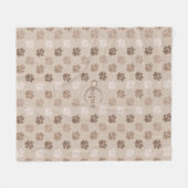 Beige Hondenpoten Met Naam En Monogram Fleece Deken (Voorkant (Horizontaal))