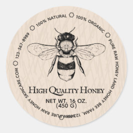 Beige Honey Jar Boho Ivory Bijenteelt Ronde Sticker