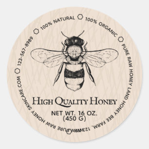 Beige Honey Jar Boho Ivory Bijenteelt Ronde Sticker