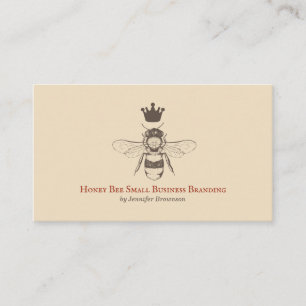 Beige Honeycomb Crown Queen Bee Visitekaartje