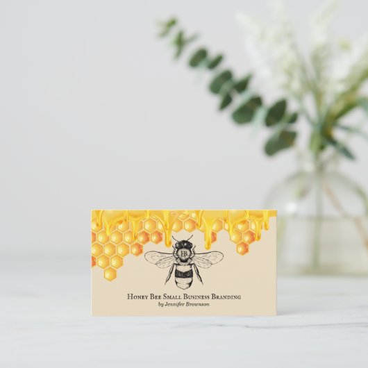 Beige Honeycomb Driving Queen Bee Visitekaartje (Staand voorkant)