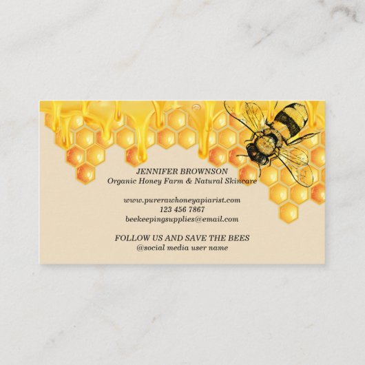 Beige Honeycomb Driving Queen Bee Visitekaartje (Achterkant)