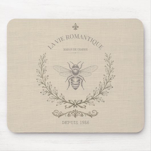 Beige honingbij Frans landelijk vintage rustiek Muismat (Voorkant)