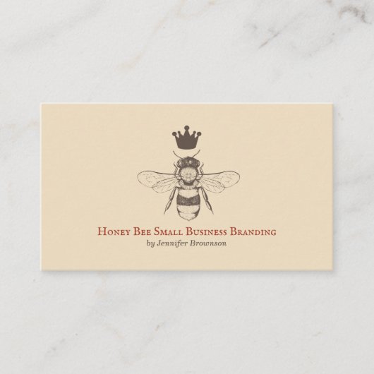Beige honingraat kroon koningin bij visitekaartje (Voorkant)