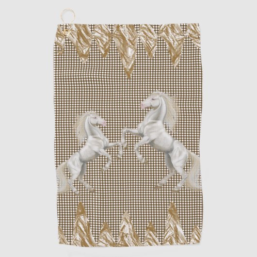 Beige Horse Golf Towel Golfhanddoek (Voorkant)