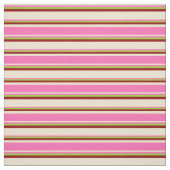 Beige, hot-roze, groene en donkerrode strepen stof (Swatch)