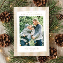 Beige Houndstooth Kerst Foto