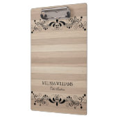 Beige houtextuur met  zwarte flessenzijde klembord (Links)