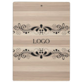 Beige houtextuur met  zwarte flessenzijde klembord (Achterkant)