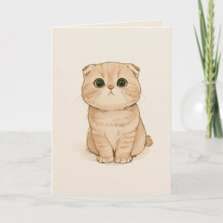 Beige Illustratie Verdrietig Kitten Ik Mis Je Kaart