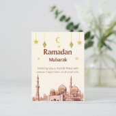 Beige illustratieve ramadan mubarak feestdagenkaart (Staand voorkant)
