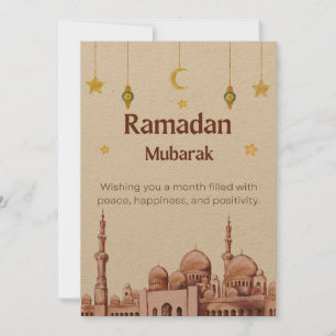 Beige Illustratieve Ramadan Mubarak Vakantie Kaart